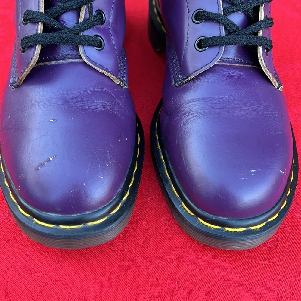 🏴 Dr. Martens MIE Vintage Purple Lace Up Combat Boots UK 7 - Picture 11 of 16